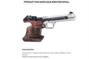 PISTOLET FEIN AW93 22LR DROITIER SMALL