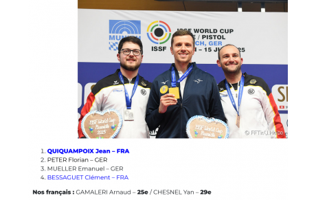 Jean QUIQUAMPOIX Médaille d'or au CM ISSF Munich 2025 